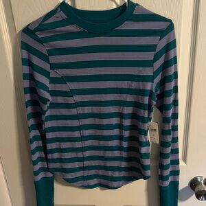 Maeve Teal and Purple Striped Top
